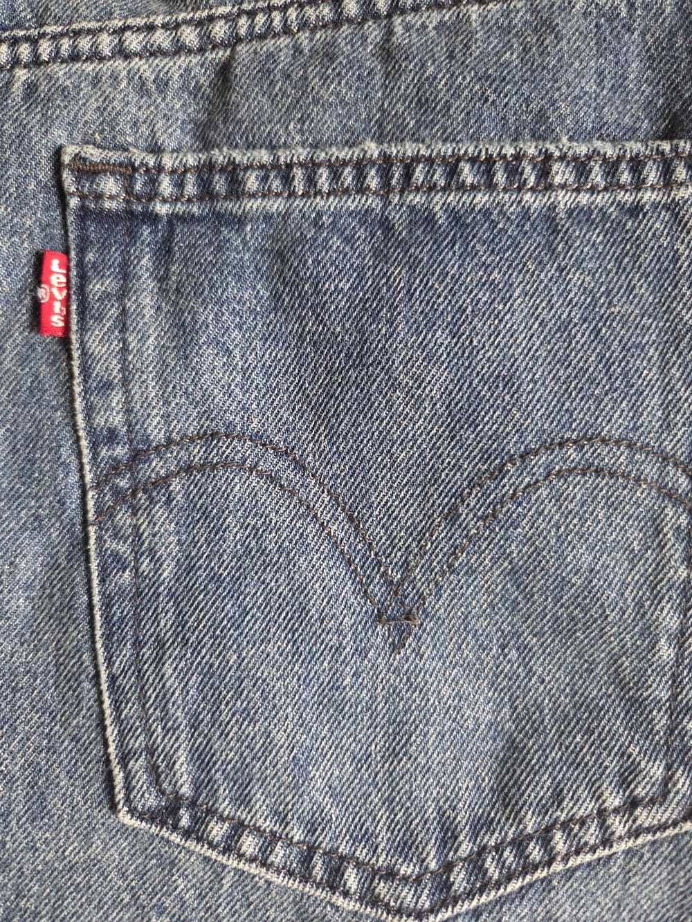 Levi's High-Waist Blue "Mom" Denim Cutoff Shorts with Frayed Hem - Picture 3 of 4